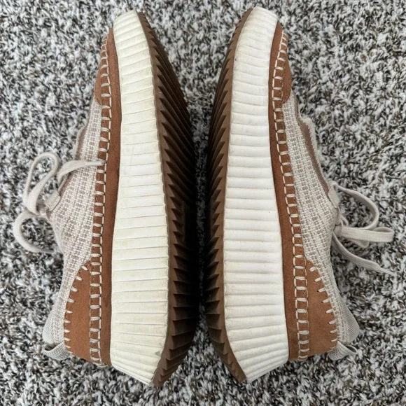 Dolce Vita Platform Sneakers Size 7.5 Beige Canvas Tan Suede Casual shoes - Picture 9 of 10